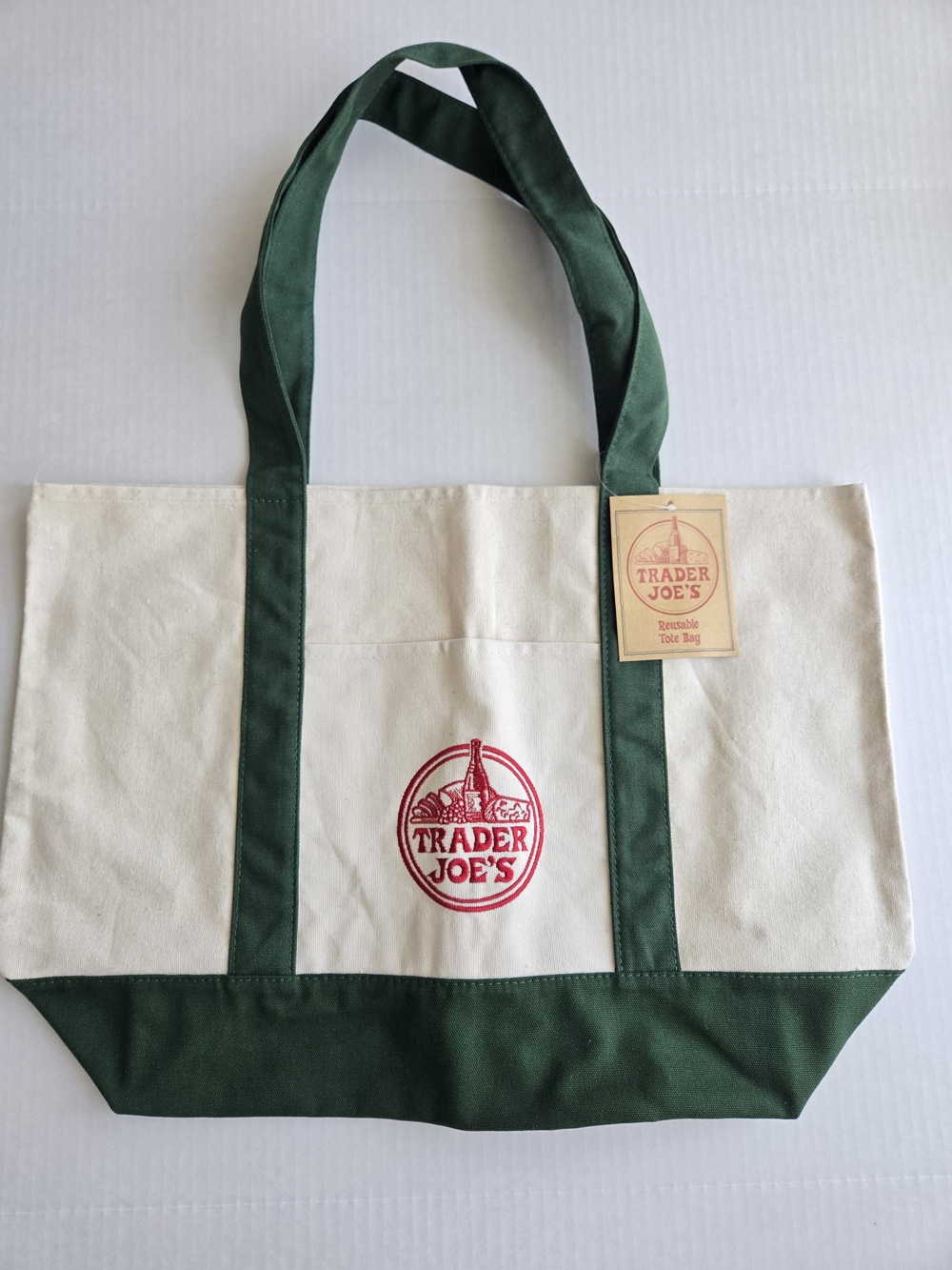 Trader Joe's Large Canvas Tote Bag in Dark Green - New